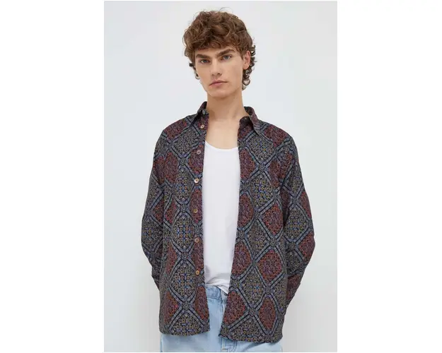 PS Paul Smith camasa din bumbac barbati, culoarea negru, cu guler clasic, regular