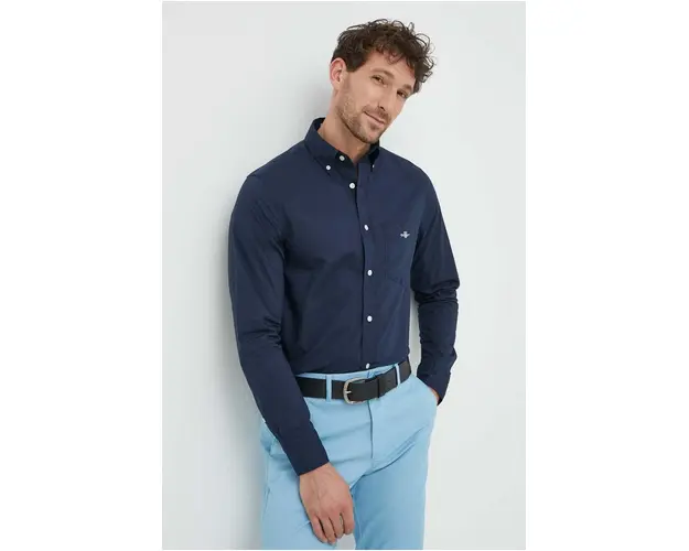 Gant camasa din bumbac barbati, culoarea albastru marin, cu guler button-down, regular