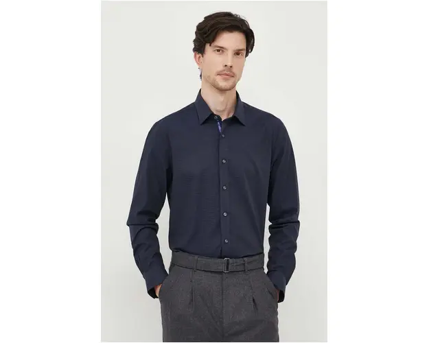 Michael Kors camasa barbati, culoarea albastru marin, slim