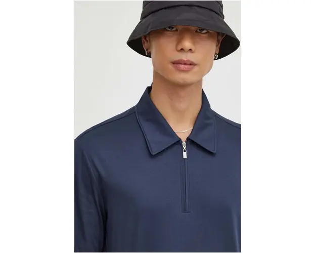 Tiger Of Sweden longsleeve din bumbac culoarea albastru marin, neted