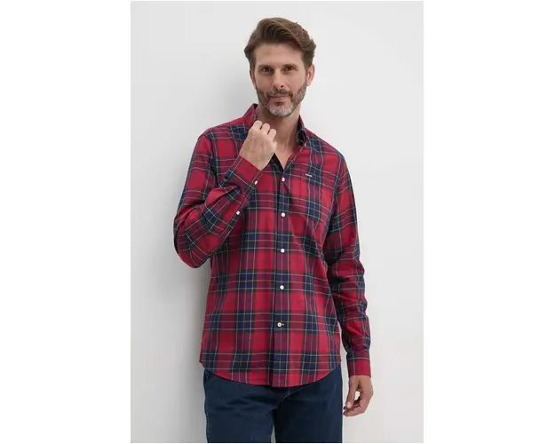 Barbour camasa din bumbac barbati, culoarea rosu, cu guler button-down, slim