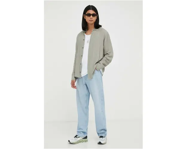 Won Hundred camasa barbati, culoarea verde, cu guler clasic, regular