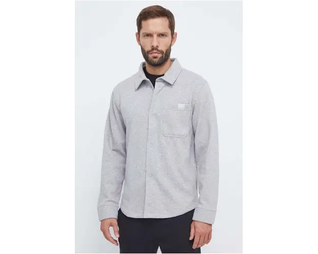 Reebok Classic camasa barbati, culoarea gri, cu guler clasic, regular