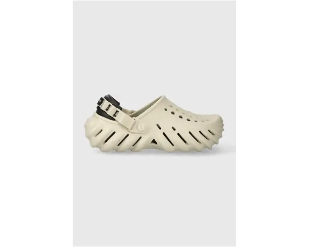 Crocs papuci Echo Clog femei, culoarea bej, cu platforma 207937