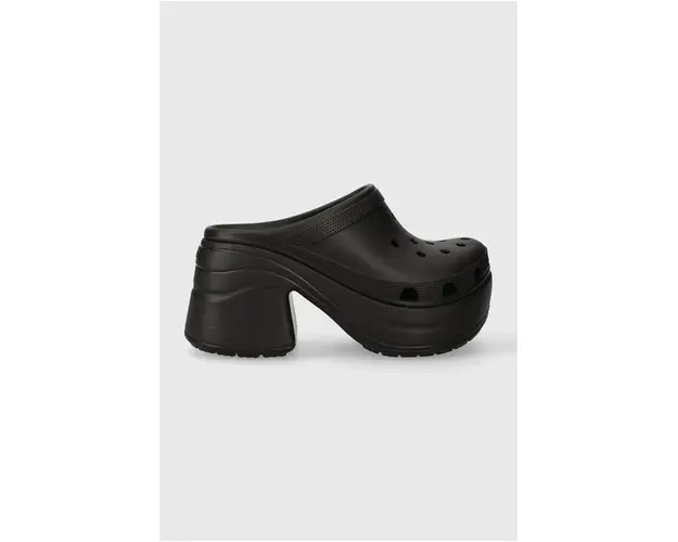 Crocs papuci Siren Clog femei, culoarea negru, cu toc drept 208547