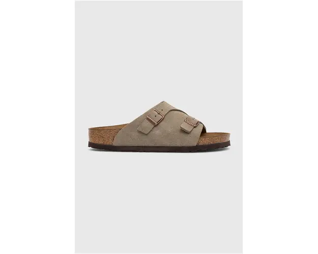 Birkenstock papuci din piele femei, culoarea gri 50463