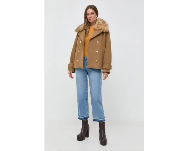 MICHAEL Michael Kors geaca de lana culoarea maro, de tranzitie