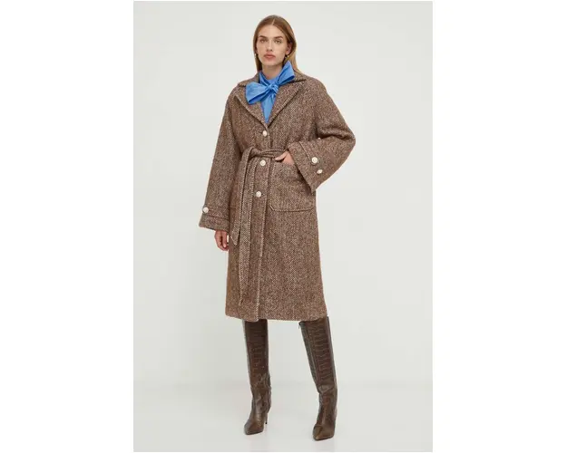 Custommade palton din lana culoarea maro, de tranzitie, oversize