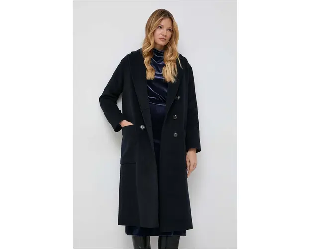 MAX&Co. palton din lana culoarea albastru marin, de tranzitie, oversize