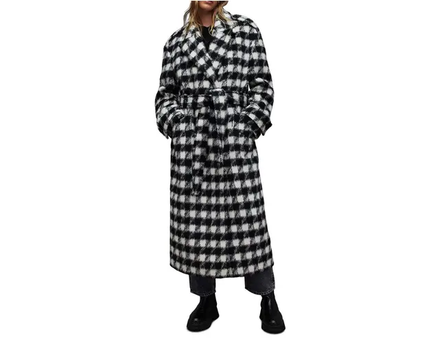 AllSaints palton din lana Haithe culoarea negru, de tranzitie, oversize