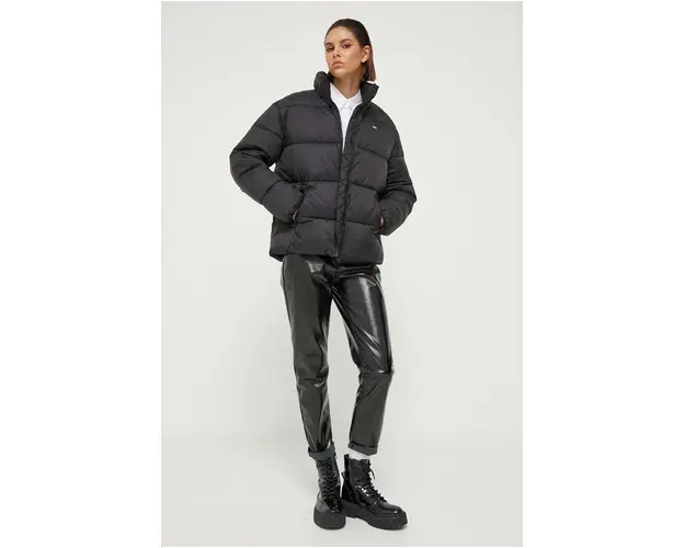 Tommy Jeans geaca femei, culoarea negru, de iarna