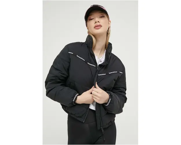 Tommy Jeans geaca femei, culoarea negru, de iarna, oversize