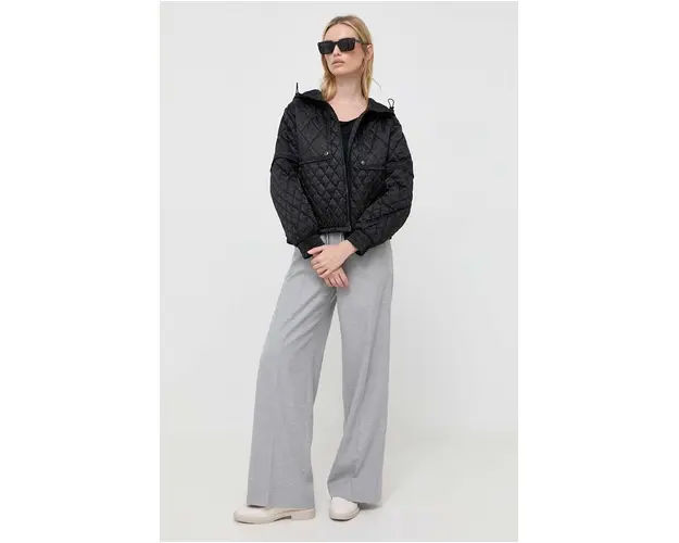 BOSS geaca femei, culoarea negru, de tranzitie, oversize