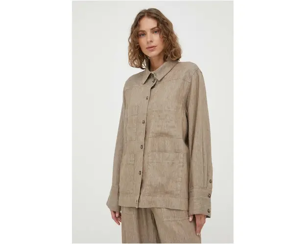 Herskind camasa de in Donna culoarea maro, regular