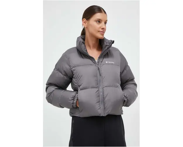 Columbia geaca Puffect Cropped Jacket femei, culoarea gri, de iarna 2002491