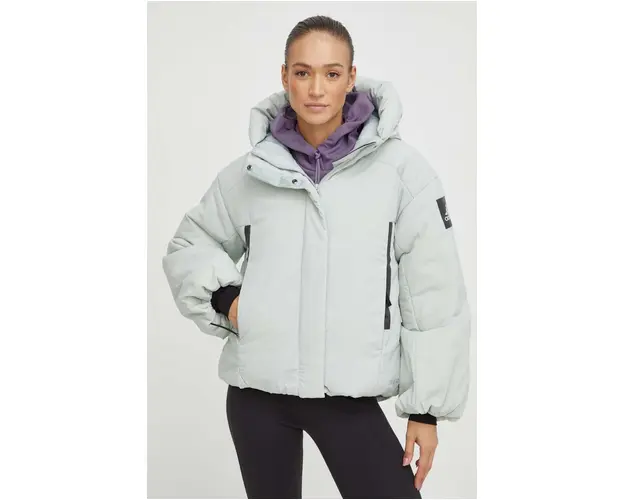 adidas geaca de puf femei, culoarea verde, de iarna, oversize