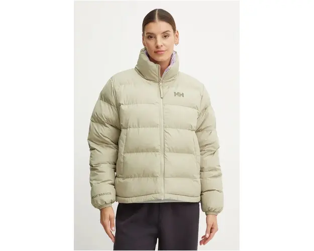 Helly Hansen geaca cu doua fete femei, culoarea verde, de iarna, oversize
