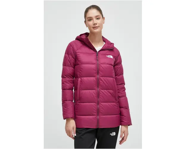 The North Face geaca de puf femei, culoarea violet, de iarna