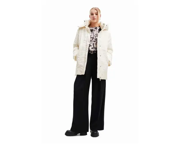 Desigual geaca femei, culoarea alb, de tranzitie