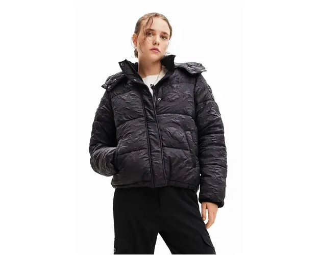 Desigual geaca femei, culoarea negru, de iarna