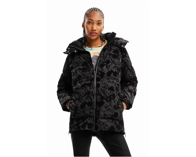 Desigual geaca femei, culoarea negru, de tranzitie