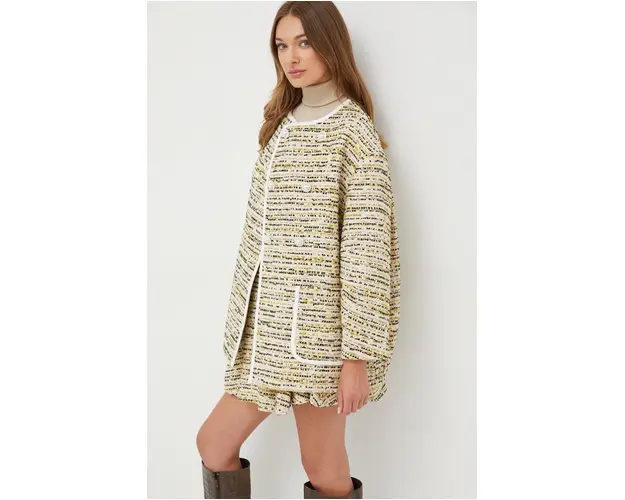 Custommade geaca din amestec de lana culoarea verde, de tranzitie