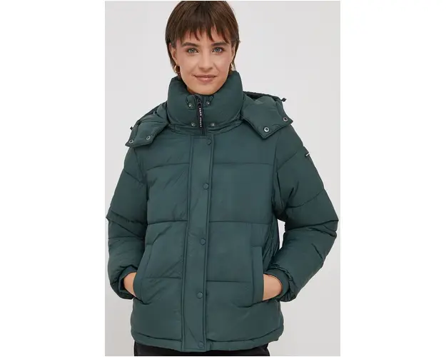 Pepe Jeans geaca femei, culoarea verde, de iarna