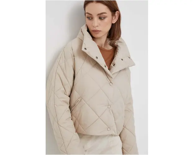 Sisley geaca femei, culoarea bej, de tranzitie, oversize