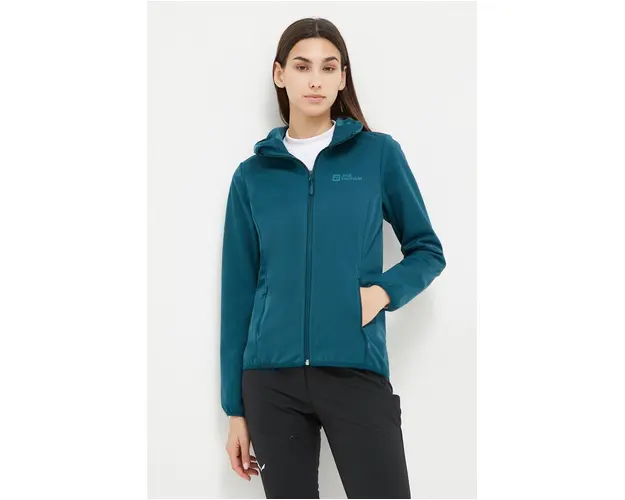 Jack Wolfskin jacheta de exterior Windhain Hoody culoarea turcoaz