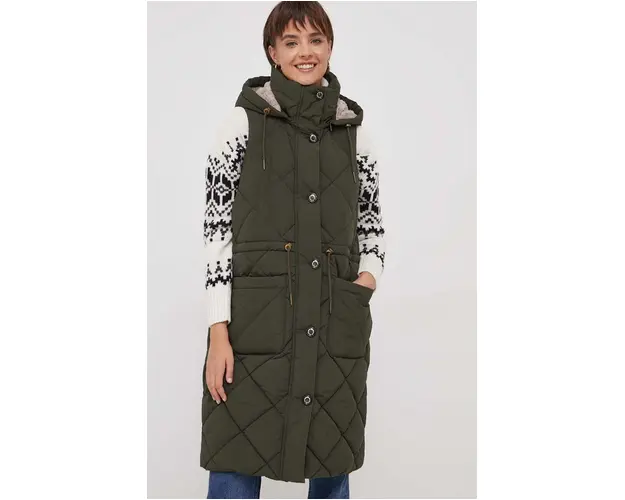 Barbour vesta femei, culoarea verde, de tranzitie