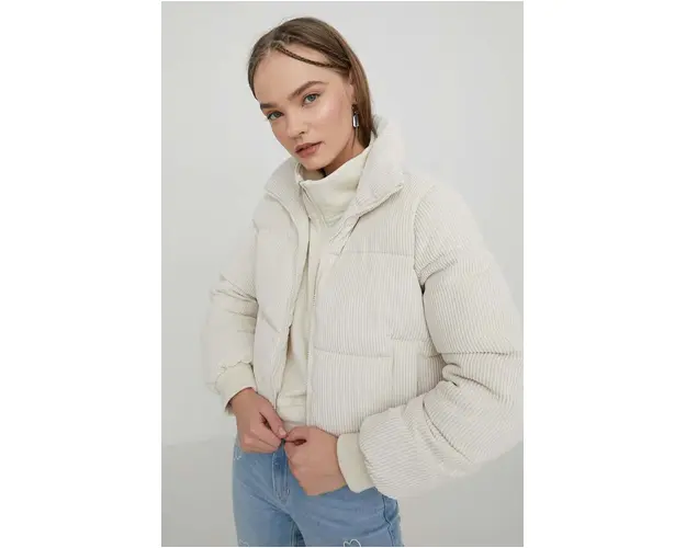 Hollister Co. geaca femei, culoarea bej, de iarna