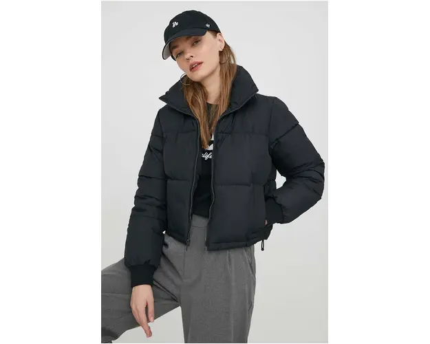 Hollister Co. geaca femei, culoarea negru, de iarna