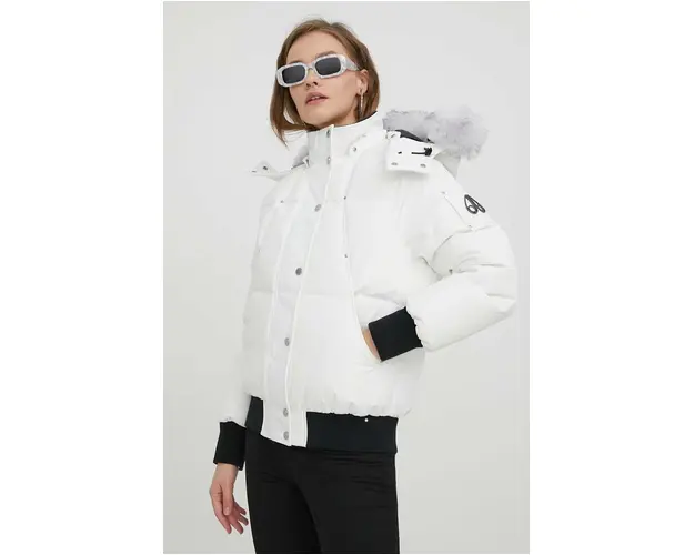 MOOSE KNUCKLES geaca de puf femei, culoarea alb, de iarna