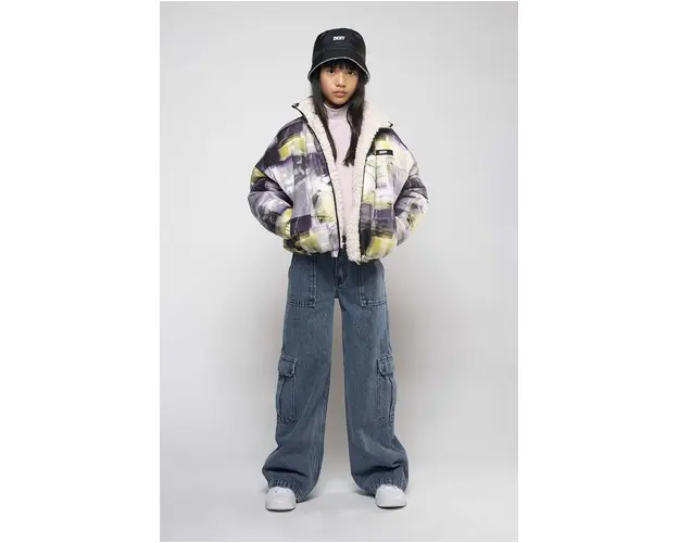 Dkny geaca reversibila pentru copii culoarea verde