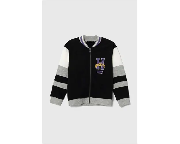 Sisley hanorac de bumbac pentru copii culoarea negru, cu imprimeu