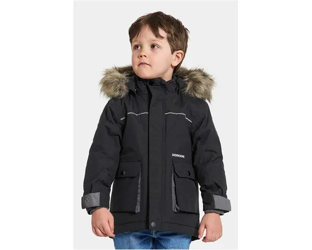 Didriksons geaca de iarna pentru copii KURE KIDS PARKA culoarea negru