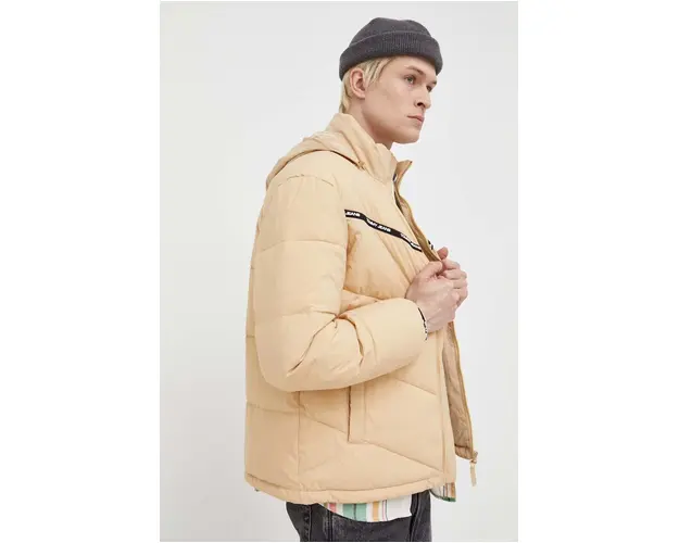 Tommy Jeans geaca barbati, culoarea bej, de iarna