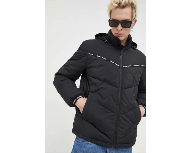 Tommy Jeans geaca barbati, culoarea negru, de iarna