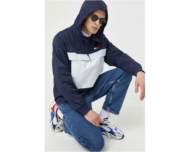 Tommy Jeans geaca barbati, culoarea albastru marin, de tranzitie