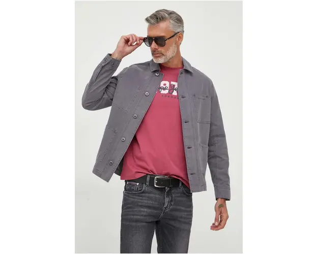 Pepe Jeans geaca jeans Blaine barbati, culoarea gri, de tranzitie