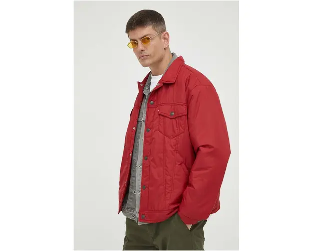 Levi's geaca barbati, culoarea rosu, de tranzitie, oversize
