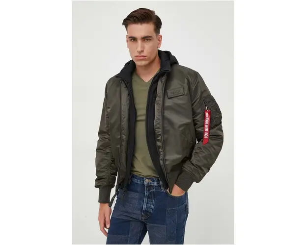 Alpha Industries geaca bomber MA-1 D-Tec barbati, culoarea verde, de iarna