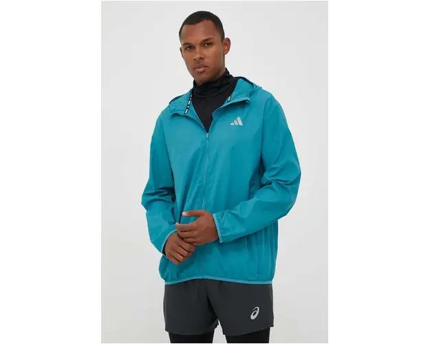 adidas Performance windbreaker Run It culoarea turcoaz, de tranzitie, oversize