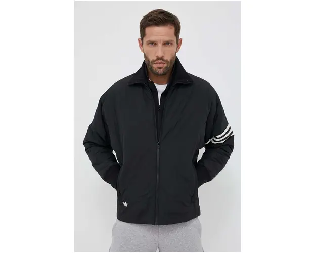 adidas Originals geaca barbati, culoarea negru, de tranzitie, oversize
