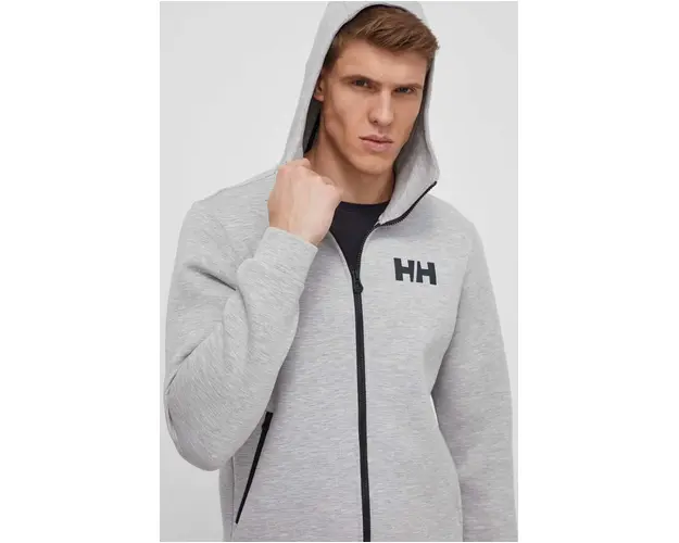 Helly Hansen hanorac Hydropower Ocean 2.0 culoarea gri, cu gluga, cu imprimeu 34264