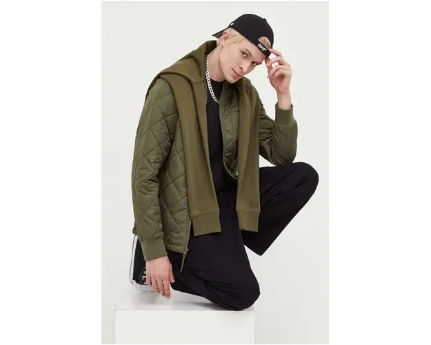 Hollister Co. geaca barbati, culoarea verde, de tranzitie