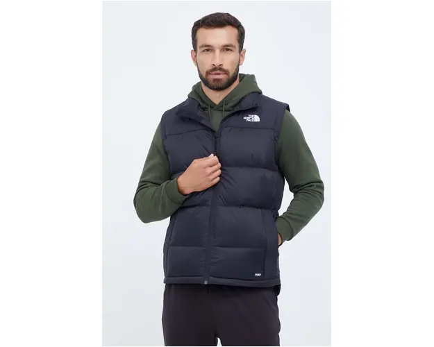 The North Face vesta de puf barbati, culoarea negru, de iarna