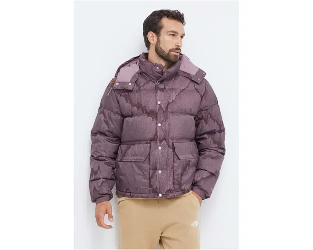 The North Face geaca de puf barbati, culoarea violet, de iarna