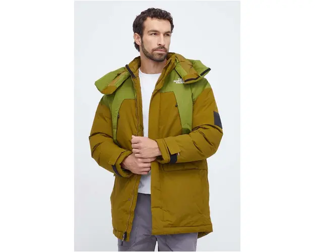 The North Face geaca barbati, culoarea verde, de iarna