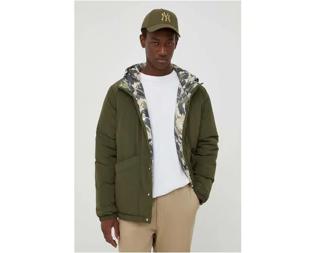 PS Paul Smith geaca cu doua fete barbati, culoarea verde, de iarna